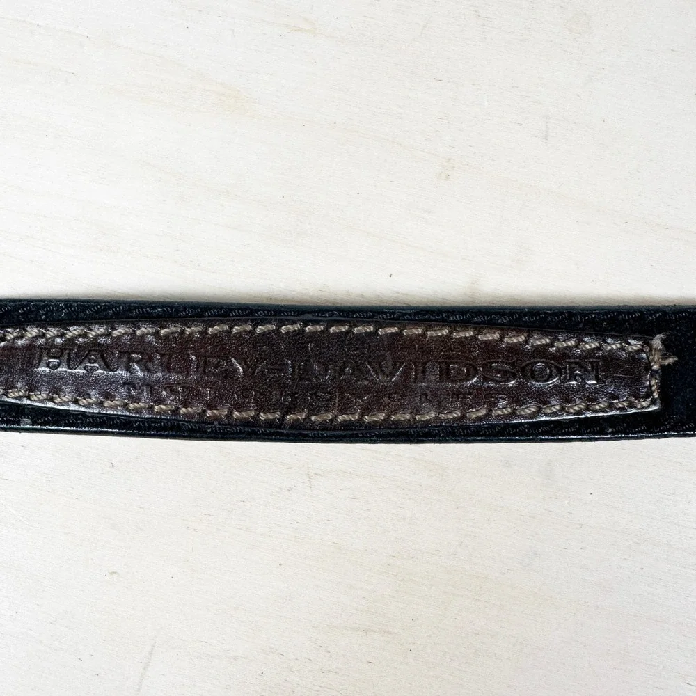 Vintage Harley Davidson Leather Belt Black 34 Authentic‎ Made in USA